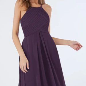 Azazie Ginger, Size 4, Plum Chiffon Bridesmaids Dress